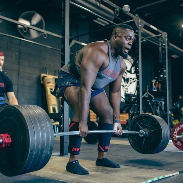 Man in a state of deep focus before a workout.